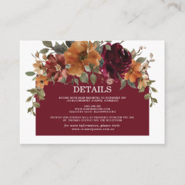 Details zur Hochzeit von Burgundy Burnt Orange Rus Begleitkarte