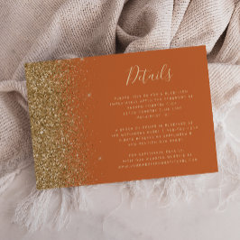 Details zur Hochzeit von Burnt Orange Gold Glitzer Begleitkarte