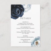 Details zur Hochzeit von Chic Navy Blue Peony Flor Begleitkarte (Vorderseite)