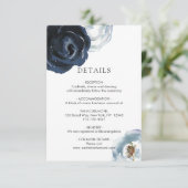 Details zur Hochzeit von Chic Navy Blue Peony Flor Begleitkarte (Stehend Vorderseite)