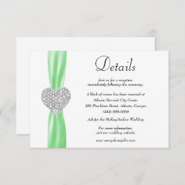Details zur Hochzeit von Diamond Heart Green Ribbo Begleitkarte