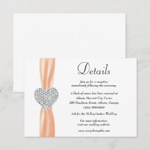 Details zur Hochzeit von Diamond Heart Orange Ribb Begleitkarte