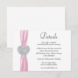 Details zur Hochzeit von Diamond Heart Pink Ribbon Begleitkarte