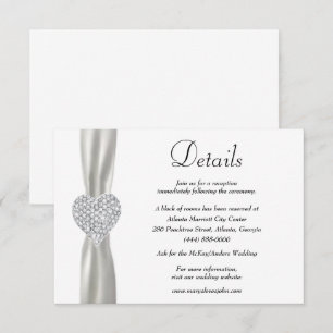 Details zur Hochzeit von Diamond Heart White Ribbo Begleitkarte