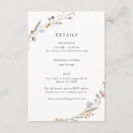 Details zur Hochzeit von Earthy-Wildblume Begleitkarte