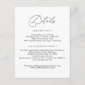 Details zur Hochzeit von eleganten Skriptgästen Begleitkarte (Vorderseite)