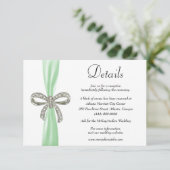 Details zur Hochzeit von Green Ribbon Diamond Bow Begleitkarte (Stehend Vorderseite)