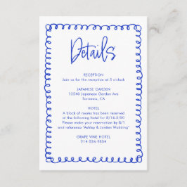 Details zur Hochzeit von Hand Drawn Blue French Re Begleitkarte