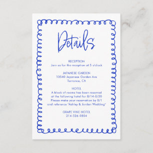 Details zur Hochzeit von Hand Drawn Blue French Re Begleitkarte