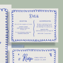 Details zur Hochzeit von Hand Drawn Blue French Re