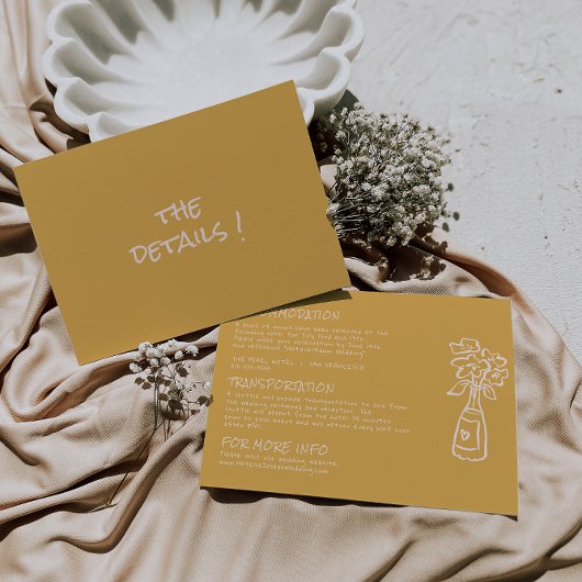 Details zur Hochzeit von handgezogenen Blumenvasen Begleitkarte