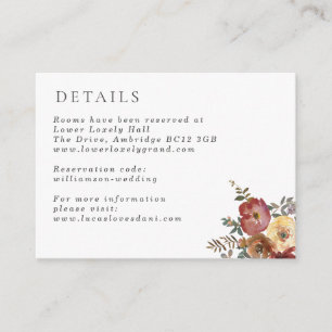 Details zur Hochzeit von Herbst Rust Burgundy Begleitkarte
