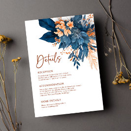 Details zur Hochzeit von Indigo Rust Floral Begleitkarte