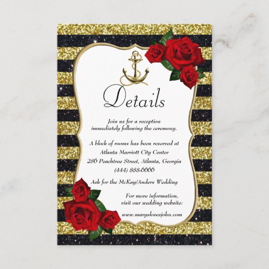 Details zur Hochzeit von Nautic Anchor Gold Black Begleitkarte (Vorderseite)