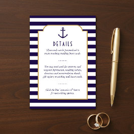 Details zur Hochzeit von Nautic Navy & White Strip Begleitkarte