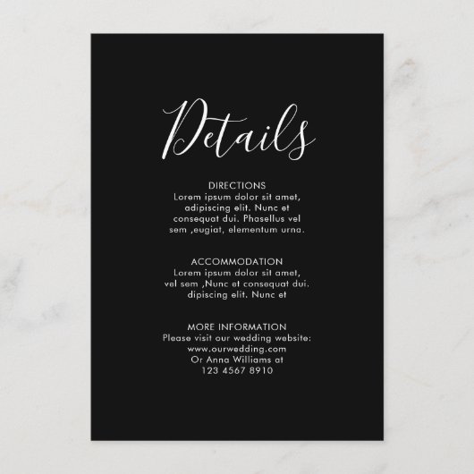 Details zur Hochzeit von Navy Blue Blush Pink Rose Begleitkarte (Vorderseite)