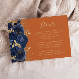 Details zur Hochzeit von Navy Blue Gold Floral Bur Begleitkarte