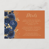 Details zur Hochzeit von Navy Blue Gold Floral Bur Begleitkarte (Vorderseite)