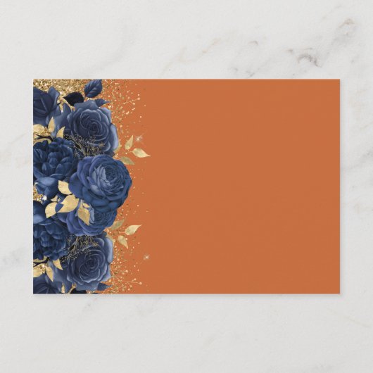 Details zur Hochzeit von Navy Blue Gold Floral Bur Begleitkarte (Rückseite)