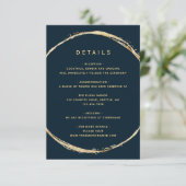 Details zur Hochzeit von Navy Blue Rustic Gold Cir Begleitkarte (Stehend Vorderseite)