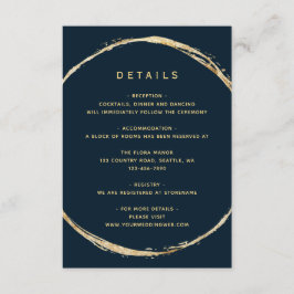 Details zur Hochzeit von Navy Blue Rustic Gold Cir Begleitkarte