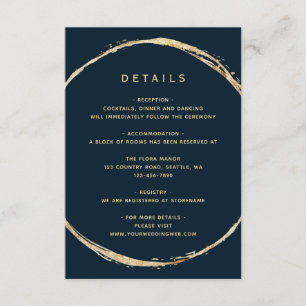 Details zur Hochzeit von Navy Blue Rustic Gold Cir Begleitkarte