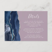 Details zur Hochzeit von Navy Blue Silver Agate Ma Begleitkarte (Vorderseite)