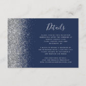 Details zur Hochzeit von Navy Blue Silver Glitzer  Begleitkarte (Vorderseite)