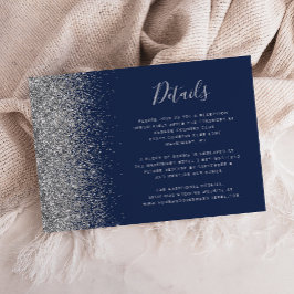 Details zur Hochzeit von Navy Blue Silver Glitzer  Begleitkarte