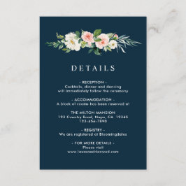 Details zur Hochzeit von Navy Blush Floral Wreath Begleitkarte