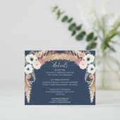 Details zur Hochzeit von Navy Blush Pampas Grass Einladung (Stehend Vorderseite)