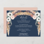 Details zur Hochzeit von Navy Blush Pampas Grass Einladung (Vorne/Hinten)