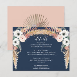 Details zur Hochzeit von Navy Blush Pampas Grass Einladung