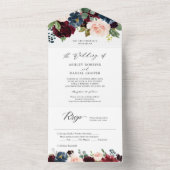 Details zur Hochzeit von Navy Burgundy Blush Flora All In One Einladung (Innen Boden)
