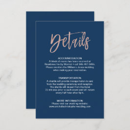 Details zur Hochzeit von Navy & Rose Gold Glam Chi Begleitkarte