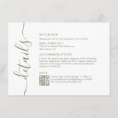 Details zur Hochzeit von Olive Green Begleitkarte (Vorderseite)