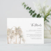 Details zur Hochzeit von Palm Tree Coastal Begleitkarte (Stehend Vorderseite)