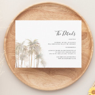 Details zur Hochzeit von Palm Tree Watercolor Coas Begleitkarte
