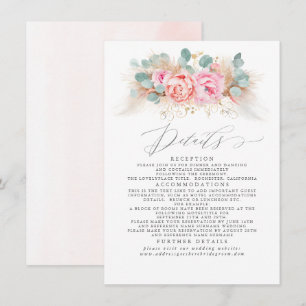 Details zur Hochzeit von Pampas-Gras in Rosa Begleitkarte