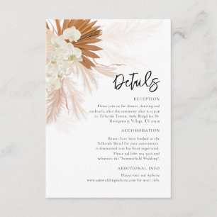 Details zur Hochzeit von Pampas Grass Floral Begleitkarte
