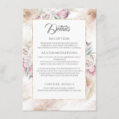 Details zur Hochzeit von Pampas Grass und Pink Kin Begleitkarte (Vorderseite)