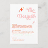 Details zur Hochzeit von Retro Coral Pink Groovy Begleitkarte (Vorderseite)