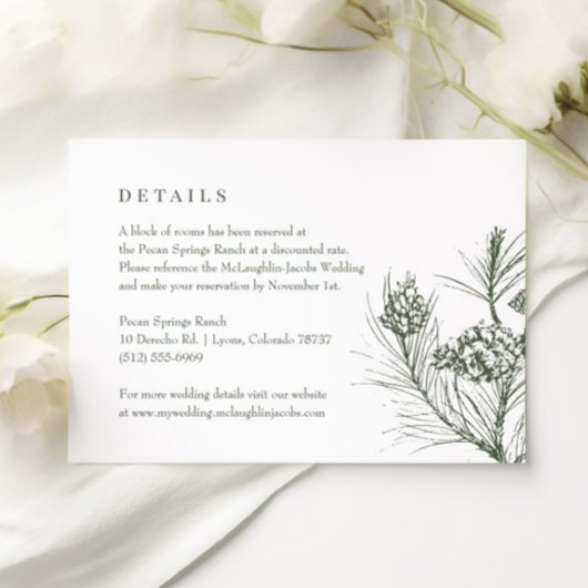 Details zur Hochzeit von Rustikal Green Pine RSVP Karte
