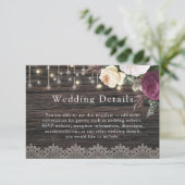 Details zur Hochzeit von rustikalem Blumenholz Begleitkarte (Stehend Vorderseite)