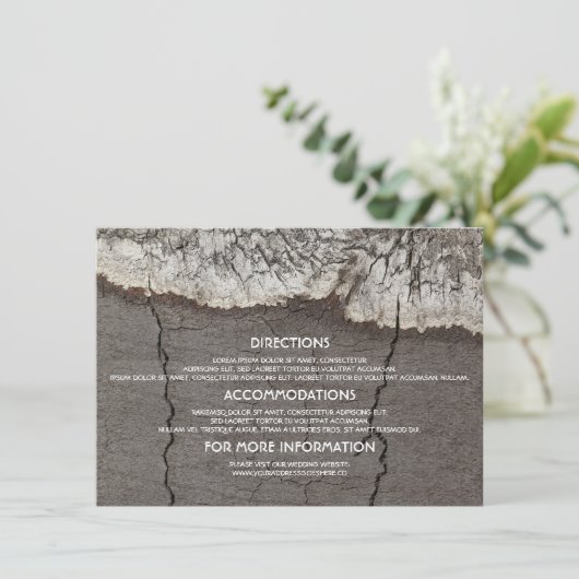 Details zur Hochzeit von Rustikalem Holz Begleitkarte (Stehend Vorderseite)