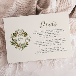 Details zur Hochzeit von Rustikalem Olivenhain Begleitkarte