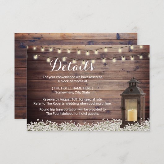 Details zur Hochzeit von rustikalem Stall Lantern Einladung (Vorne/Hinten)