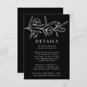 Details zur Hochzeit von Schwarz und Weiß Begleitkarte (Vorne/Hinten)