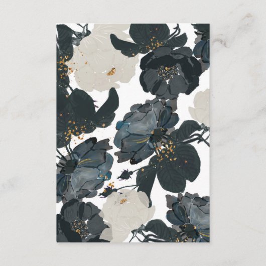 Details zur Hochzeit von Schwarz-Weiß-Rosen Begleitkarte (Rückseite)