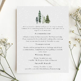Details zur Hochzeit von Snowy Pine Tree Begleitkarte